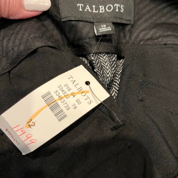 Talbots New With Tag Cropped Wide Leg Pants 12 Herringbone Wool Blend Preppy - Picture 7 of 7